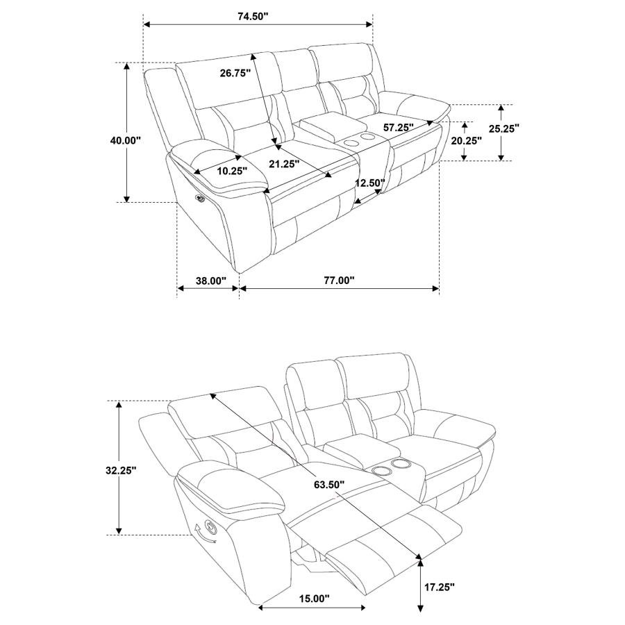 GREER 3-PIECE UPHOLSTERED RECLINING SOFA SET BROWN - Image 14