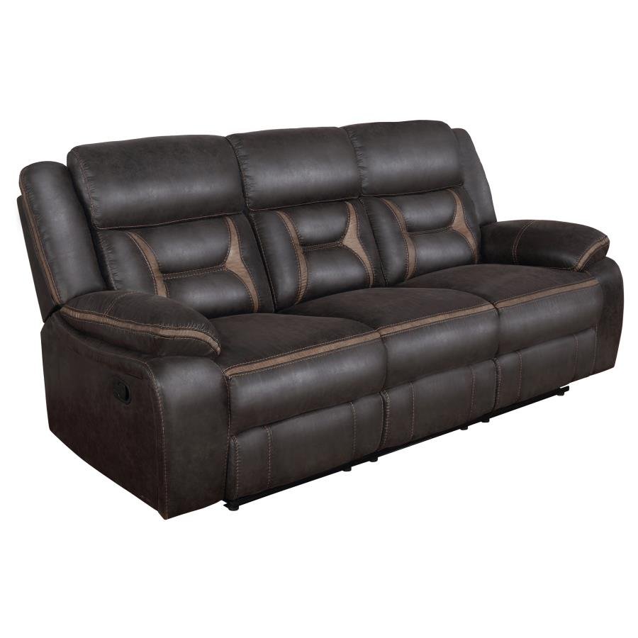 GREER UPHOLSTERED MOTION RECLINING SOFA BROWN