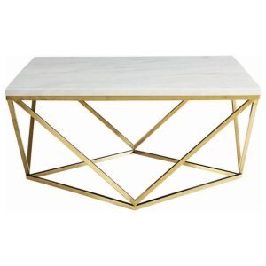MERYL SQUARE FAUX MARBLE TOP COFFEE TABLE WHITE AND GOLD
