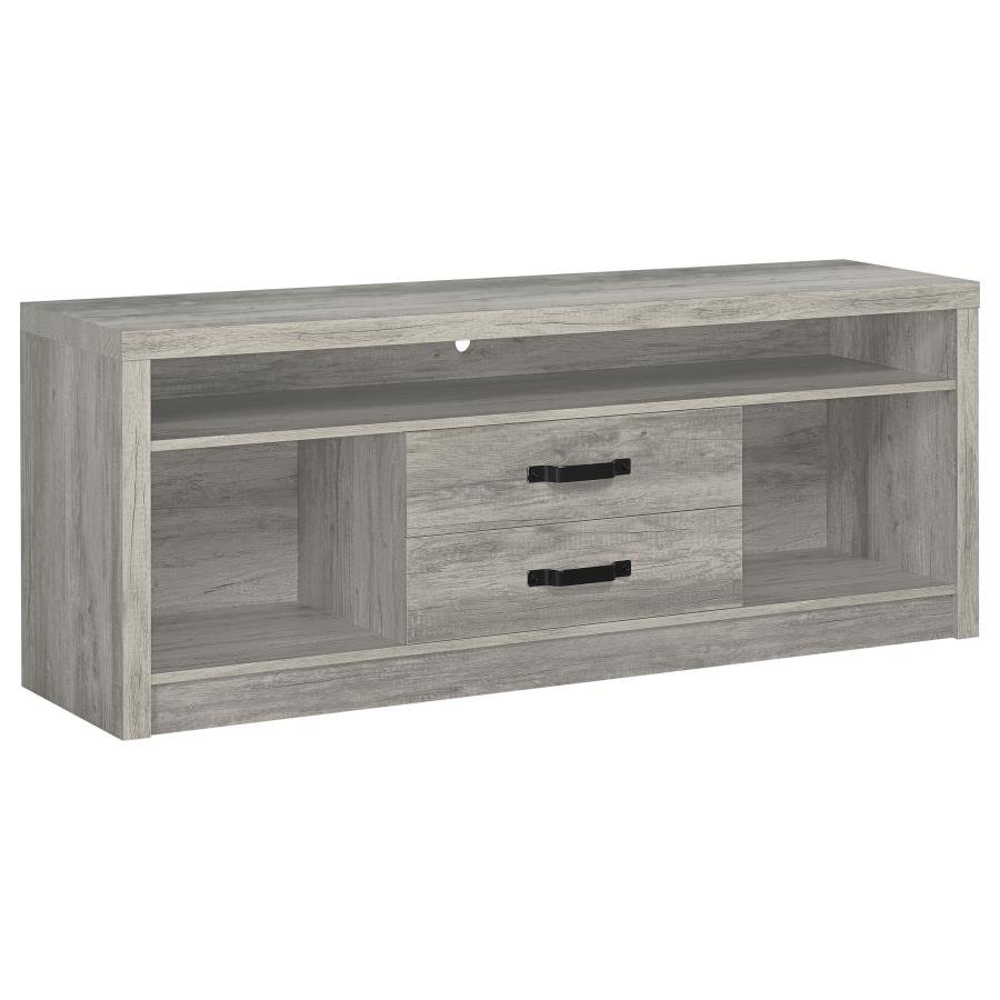 BURKE 2-DRAWER ENGINEERED WOOD 59-INCH TV STAND GREY DRIFTWOOD