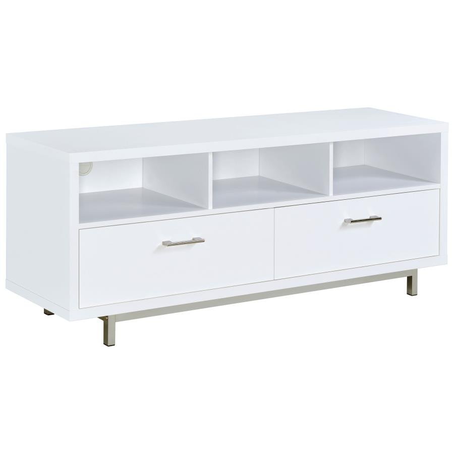 CASEY 2-DRAWER ENGINEERED WOOD 60-INCH TV STAND WHITE
