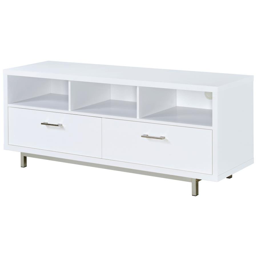 CASEY 2-DRAWER ENGINEERED WOOD 60-INCH TV STAND WHITE - Image 4
