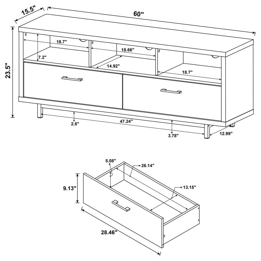 CASEY 2-DRAWER ENGINEERED WOOD 60-INCH TV STAND WHITE - Image 8