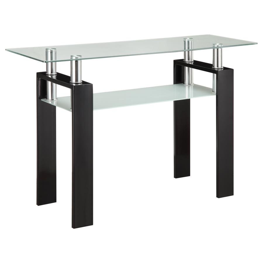 DYER RECTANGULAR GLASS TOP ENTRYWAY SOFA CONSOLE TABLE BLACK
