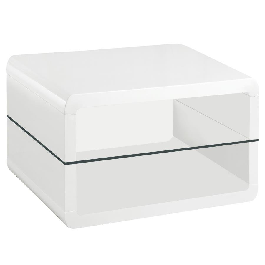ELANA 1-SHELF RECTANGULAR SIDE END TABLE WHITE HIGH GLOSS