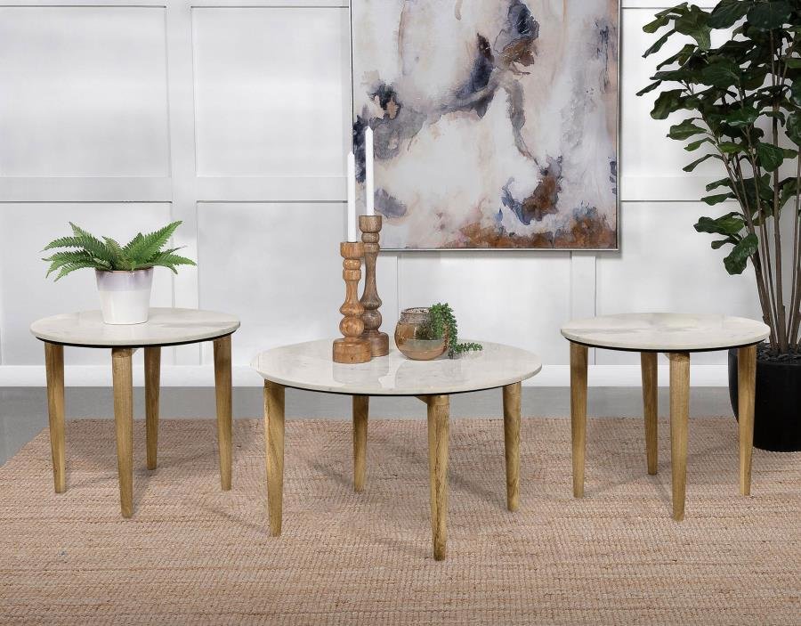 ALDIS 3-PIECE COFFEE AND END TABLE SET WHITE