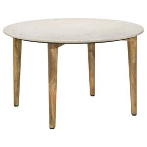 ALDIS ROUND MARBLE TOP COFFEE TABLE WHITE AND NATURAL
