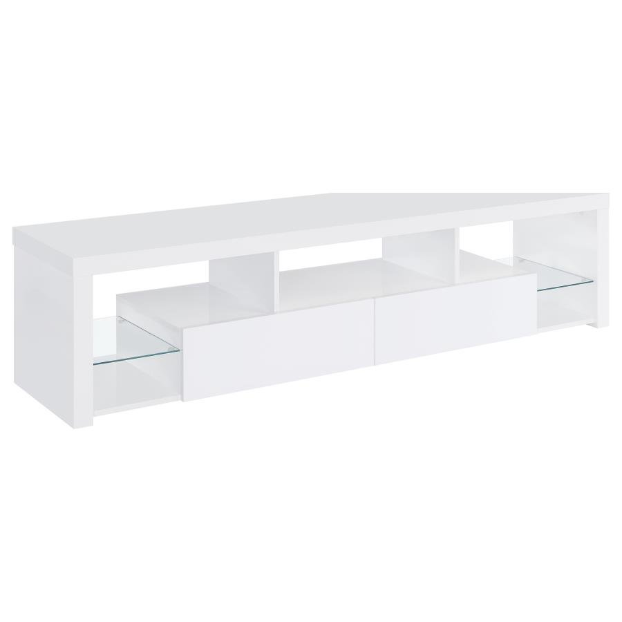 JUDE 2-DRAWER ENGINEERED WOOD 71-INCH TV STAND HIGH GLOSS WHITE