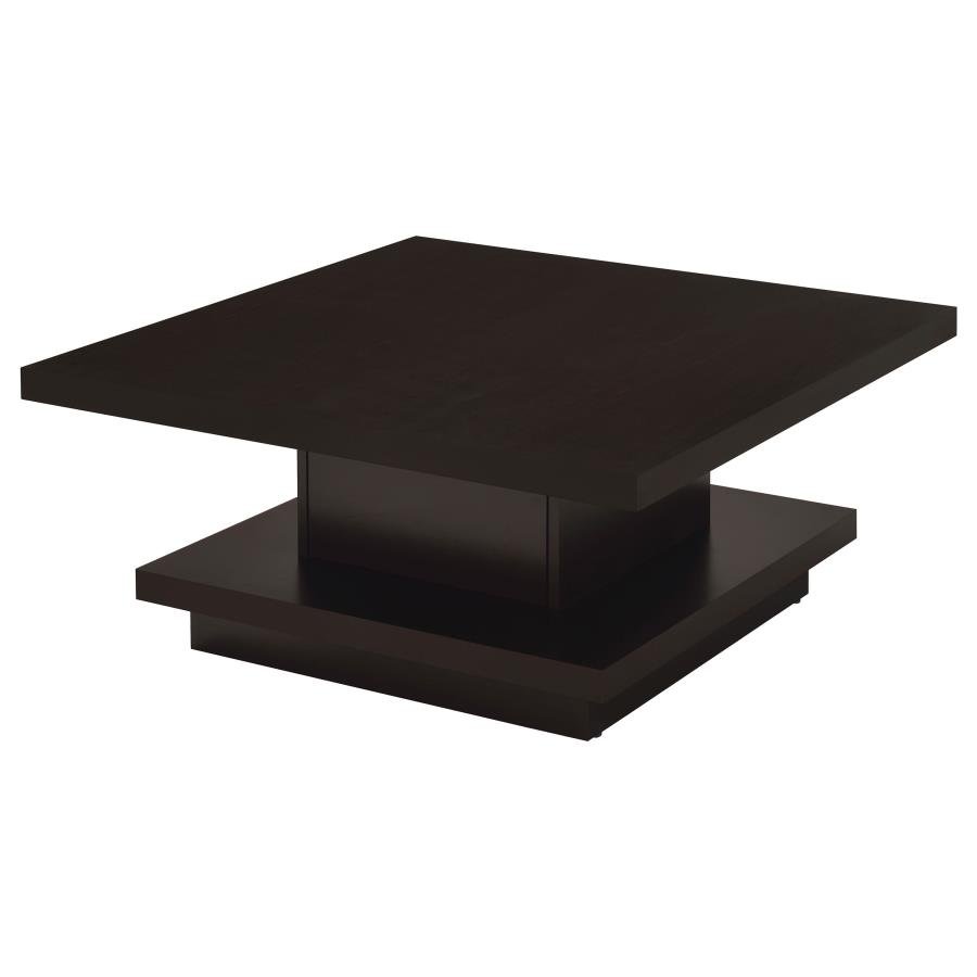 RESTON SQUARE ENGINEERED WOOD COFFEE TABLE WITH CASTERS CAPPUCCINO