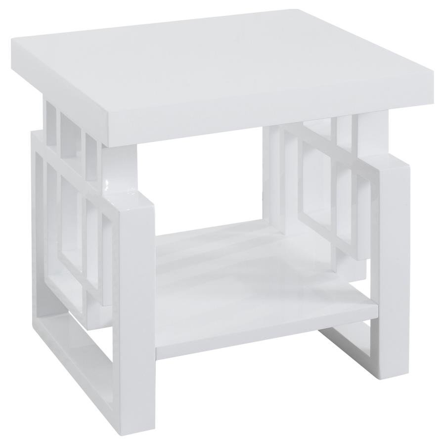 SCHMITT RECTANGULAR SIDE END TABLE WHITE HIGH GLOSS