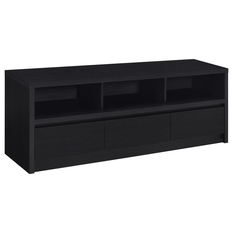 RUTLAND 59-INCH 3-DRAWER TV STAND MEDIA CONSOLE BLACK