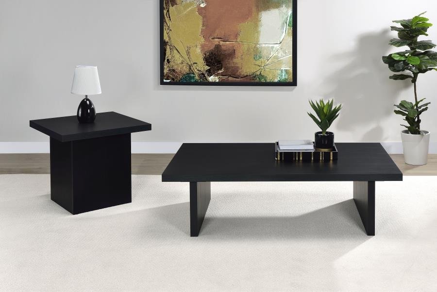 MAX 2-PIECE RECTANGULAR COFFEE AND END TABLE SET BLACK