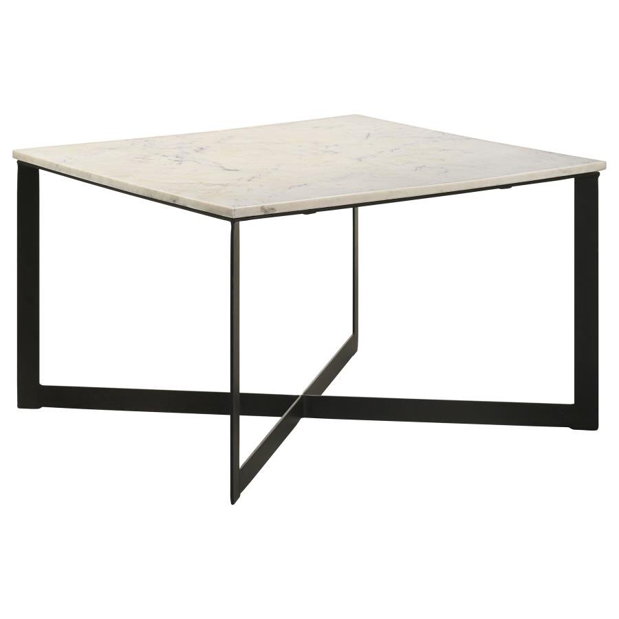 TOBIN SQUARE MARBLE TOP COFFEE TABLE WHITE AND BLACK