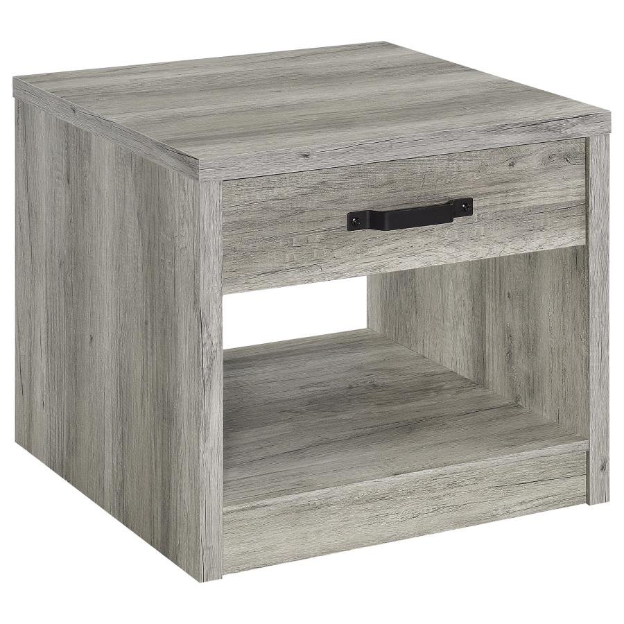 FELIX 1-DRAWER ENGINEERED WOOD SIDE END TABLE GREY DRIFTWOOD