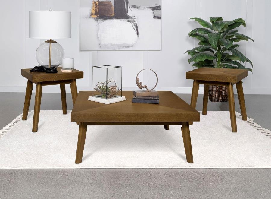 WESTERLY 3-PIECE SQUARE COFFEE AND END TABLE SET WALNUT