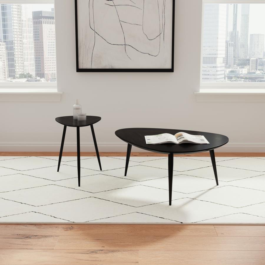 ODESSA 2-PIECE TRIANGULAR COFFEE AND END TABLE SET BLACK