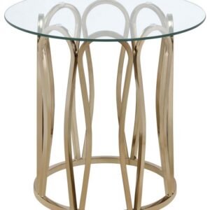 MONETT ROUND GLASS TOP SIDE END TABLE CHOCOLATE CHROME