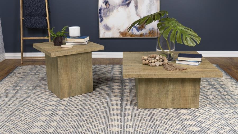 DEVAR 2-PIECE SQUARE COFFEE AND END TABLE SET MANGO