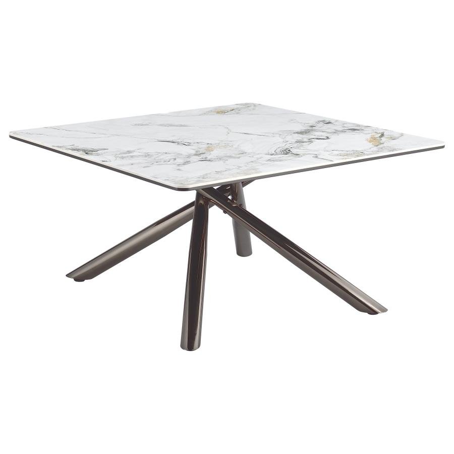 CARVELL SQUARE SINTERED STONE TOP COFFEE TABLE MIRAGE WHITE