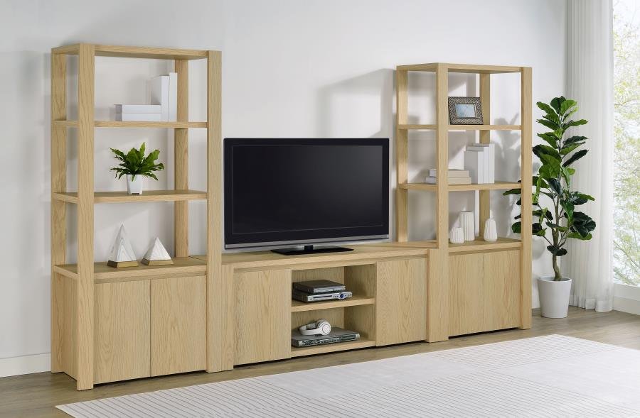 LAURELTON 3-PIECE ENTERTAINMENT CENTER TV STAND LIGHT OAK