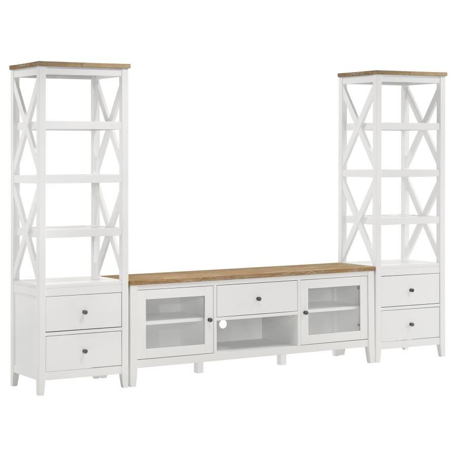 HOLLIS 3-PIECE 67-INCH TV STAND ENTERTAINMENT CENTER WHITE