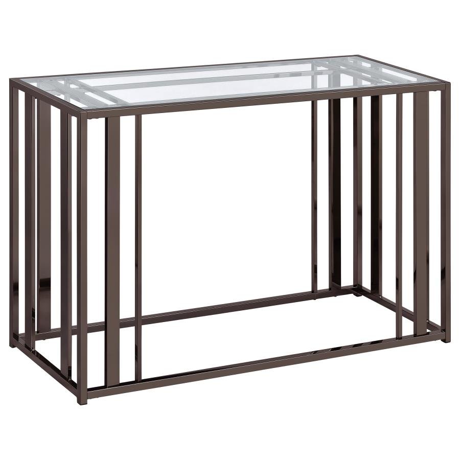 ADRI GLASS TOP ENTRYWAY CONSOLE TABLE BLACK NICKEL