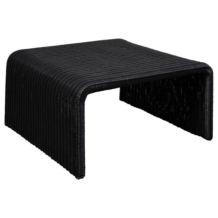 CAHYA 3-PIECE RATTAN COFFEE AND END TABLE SET BLACK - Image 6