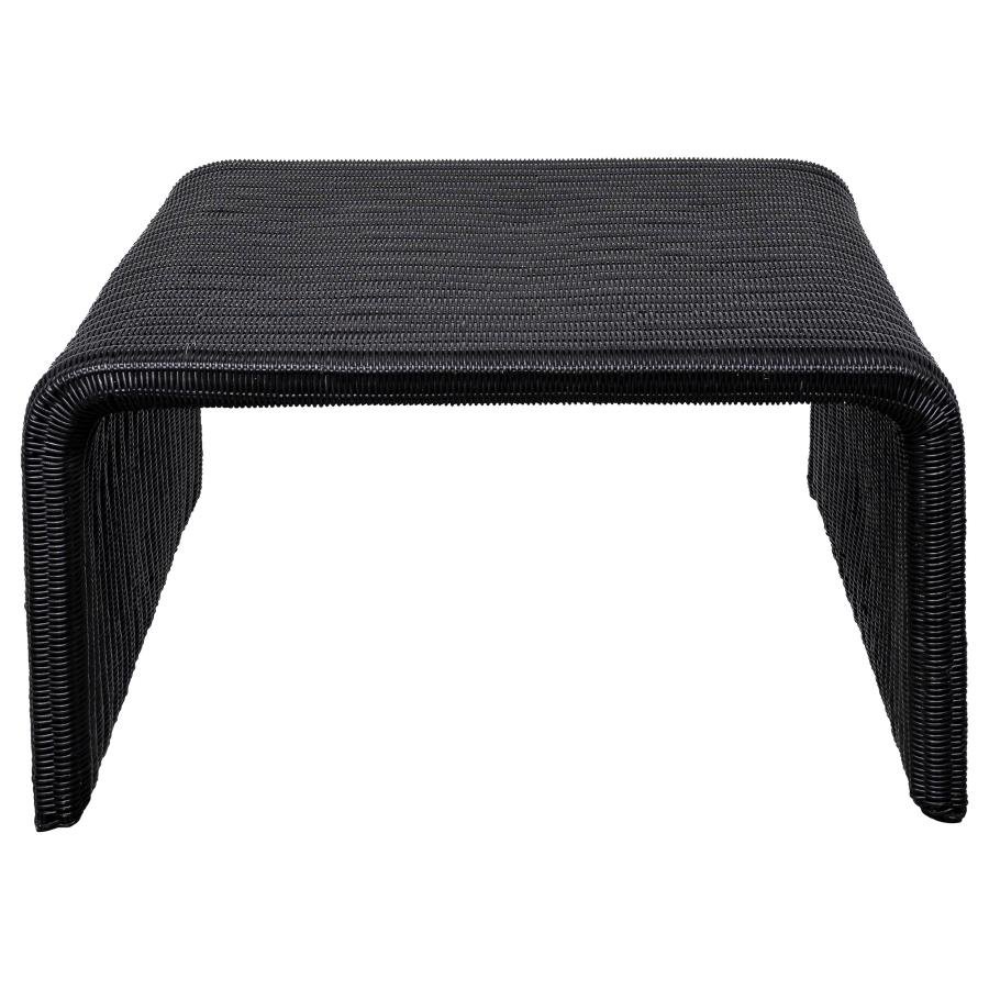 CAHYA 3-PIECE RATTAN COFFEE AND END TABLE SET BLACK - Image 7
