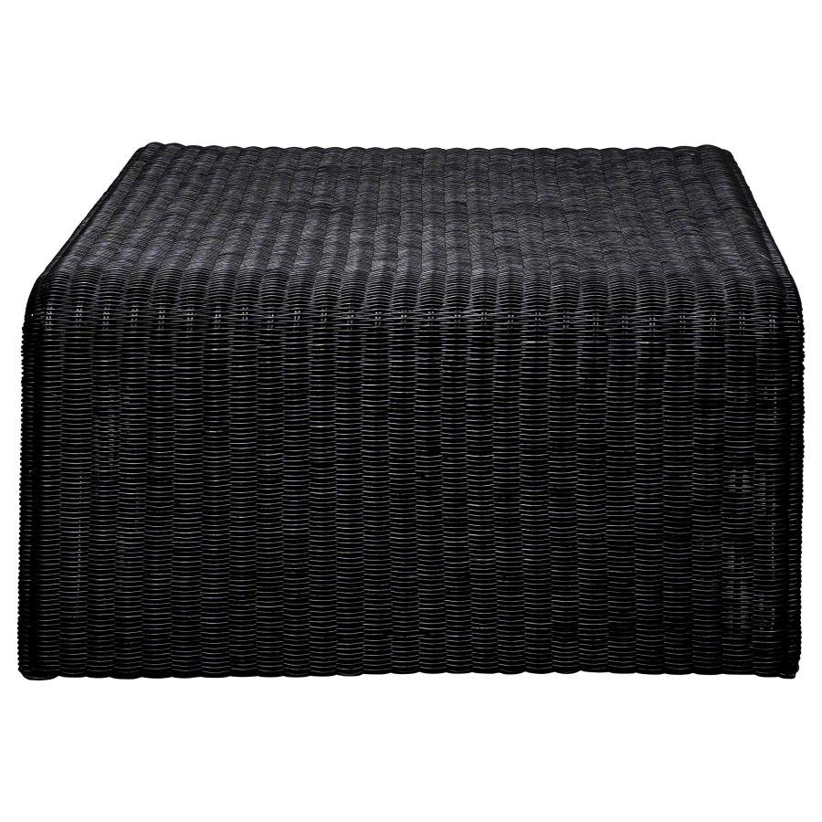 CAHYA 3-PIECE RATTAN COFFEE AND END TABLE SET BLACK - Image 8