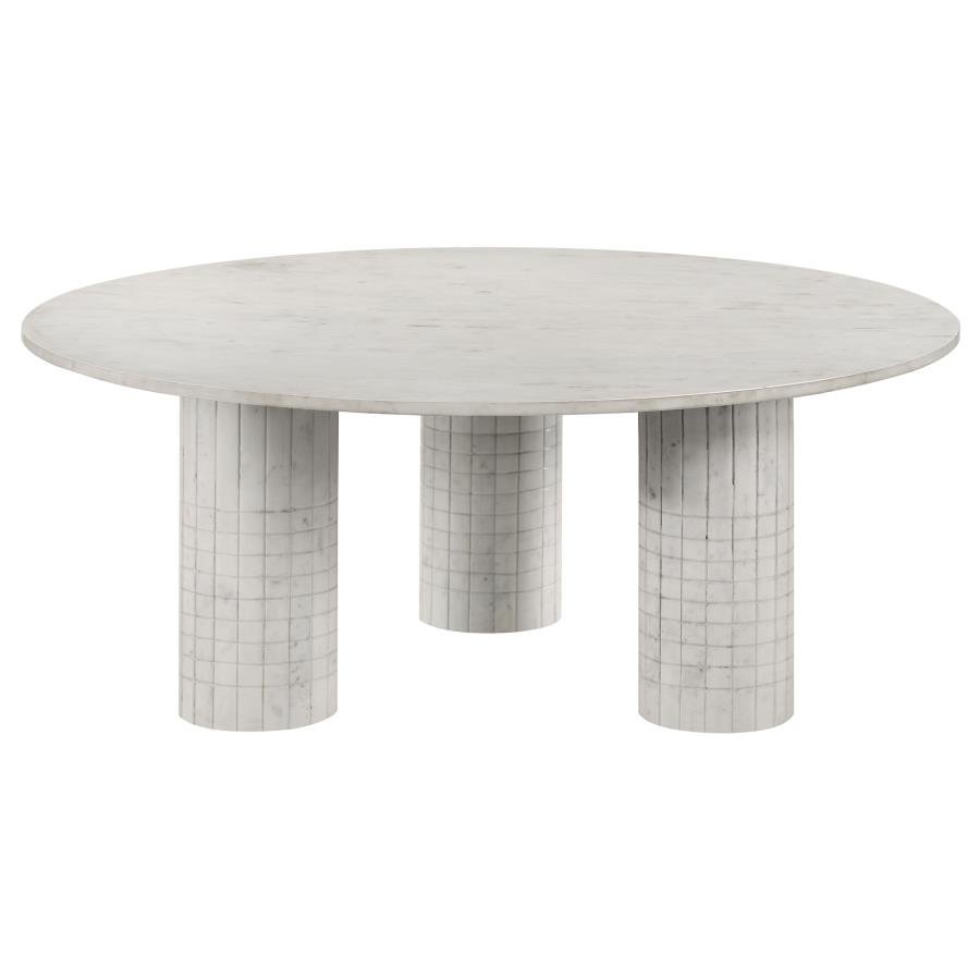 ASTORIA 2-PIECE MARBLE COFFEE AND END TABLE SET WHITE - Image 5