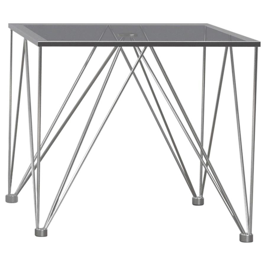CHALET SQUARE SMOKED GLASS TOP END TABLE CHROME