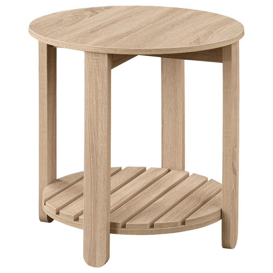 FOWLER 1-SHELF ROUND ENGINEERED WOOD SIDE END TABLE NATURAL