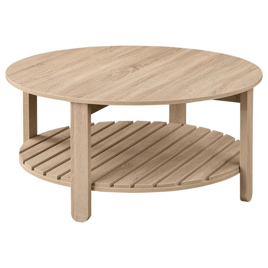 FOWLER 1-SHELF ROUND ENGINEERED WOOD COFFEE TABLE NATURAL