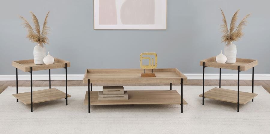 FALLON 3-PIECE RECTANGULAR COFFEE AND END TABLE SET NATURAL
