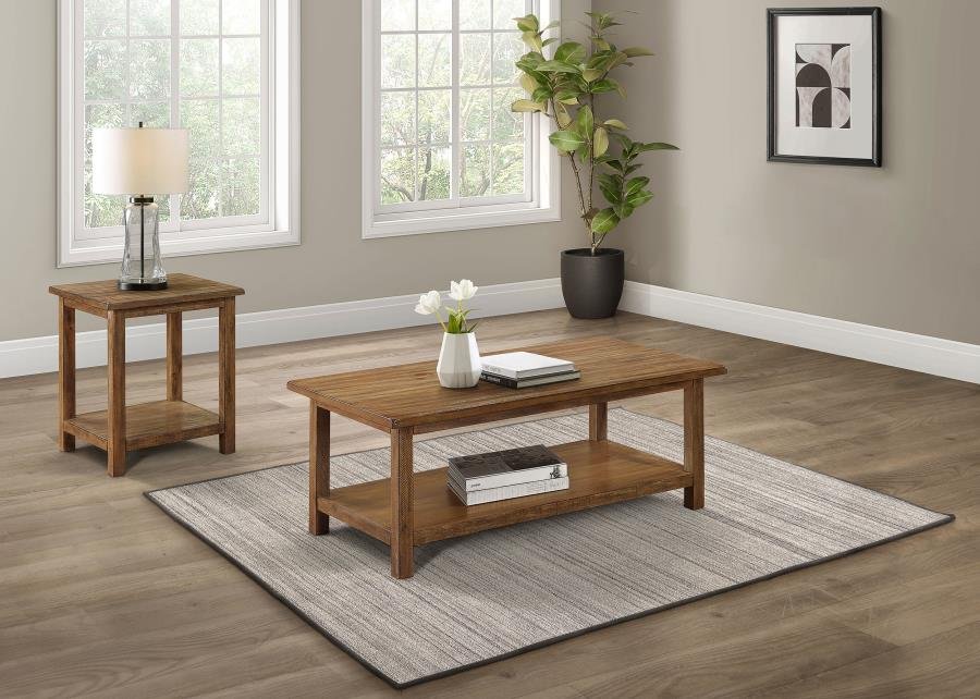 PAYNE 2-PIECE COFFEE AND END TABLE SET DISTRESSED BROWN