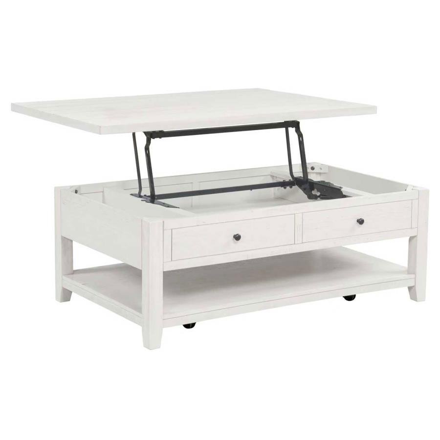 PAYNE 48-INCH MOBILE LIFT TOP COFFEE TABLE DISTRESSED WHITE