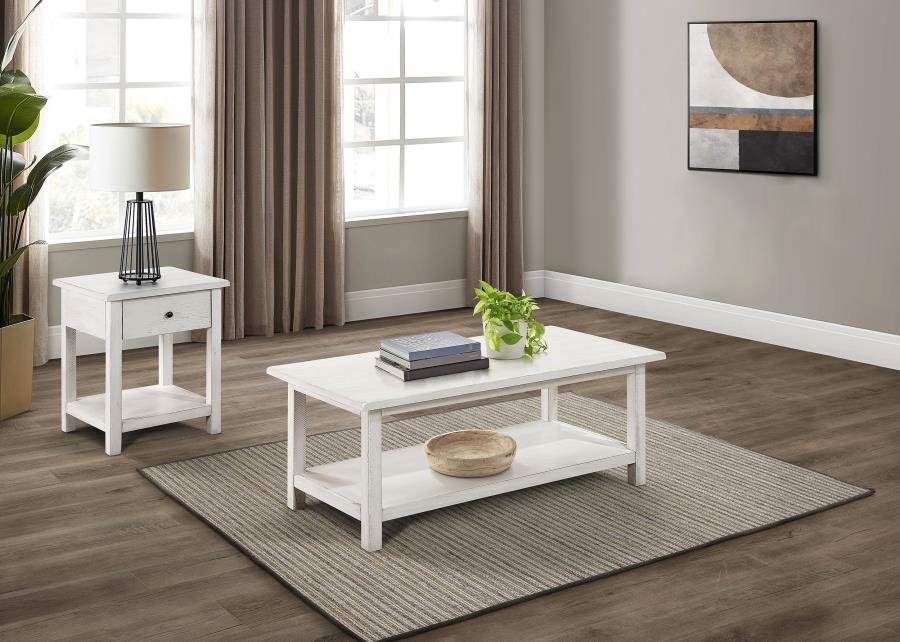 PAYNE 2-PIECE COFFEE AND 1-DRAWER END TABLE SET WHITE