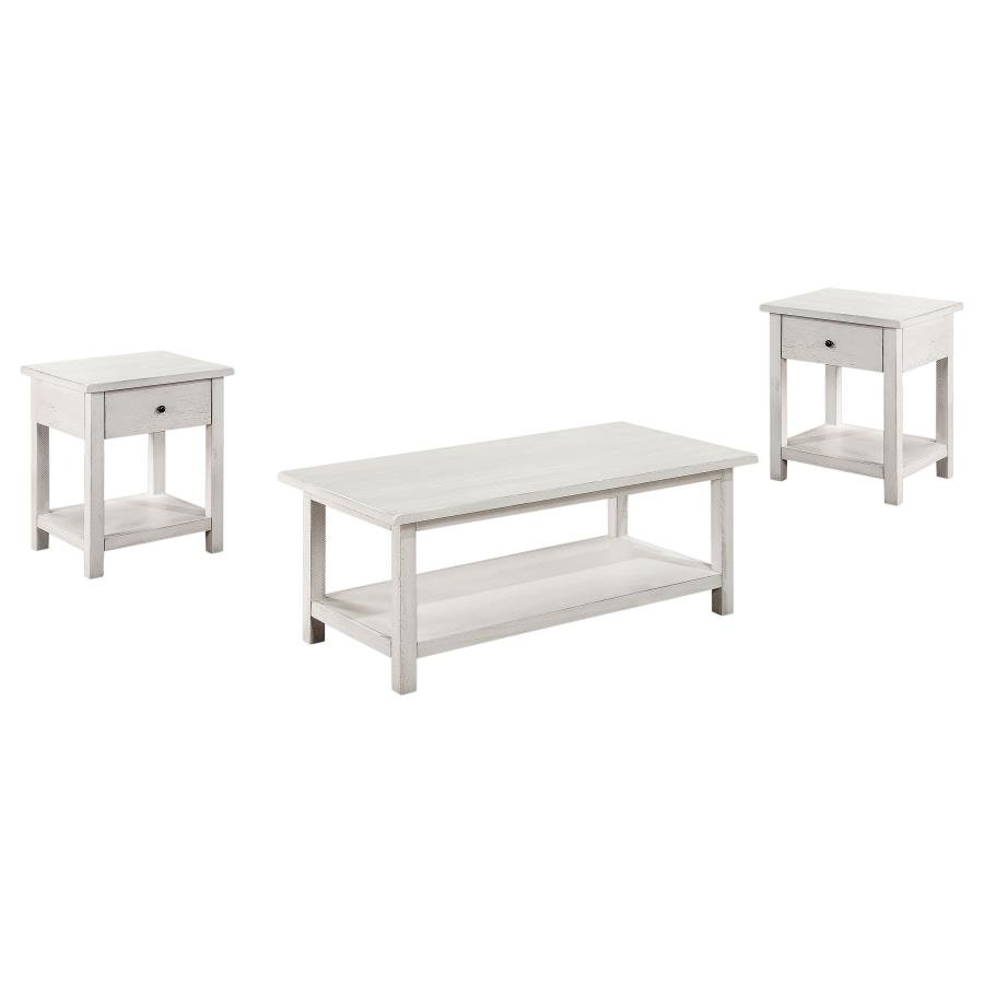 PAYNE 3-PIECE COFFEE AND 1-DRAWER END TABLE SET WHITE - Image 2
