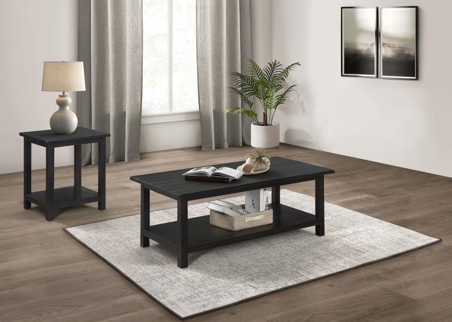 PAYNE 2-PIECE COFFEE AND END TABLE SET DISTRESSED JAVA