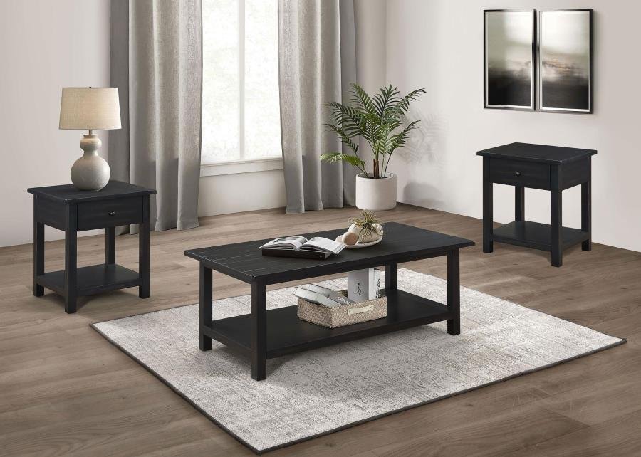 PAYNE 3-PIECE COFFEE AND 1-DRAWER END TABLE SET JAVA