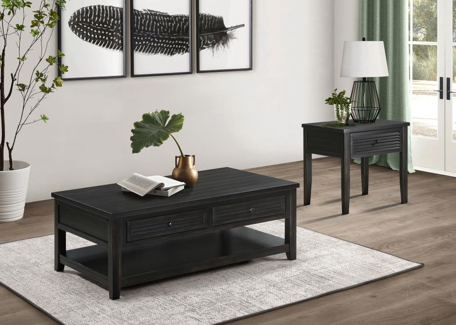CONCORD 2-PIECE COFFEE AND END TABLE SET DISTRESSED JAVA