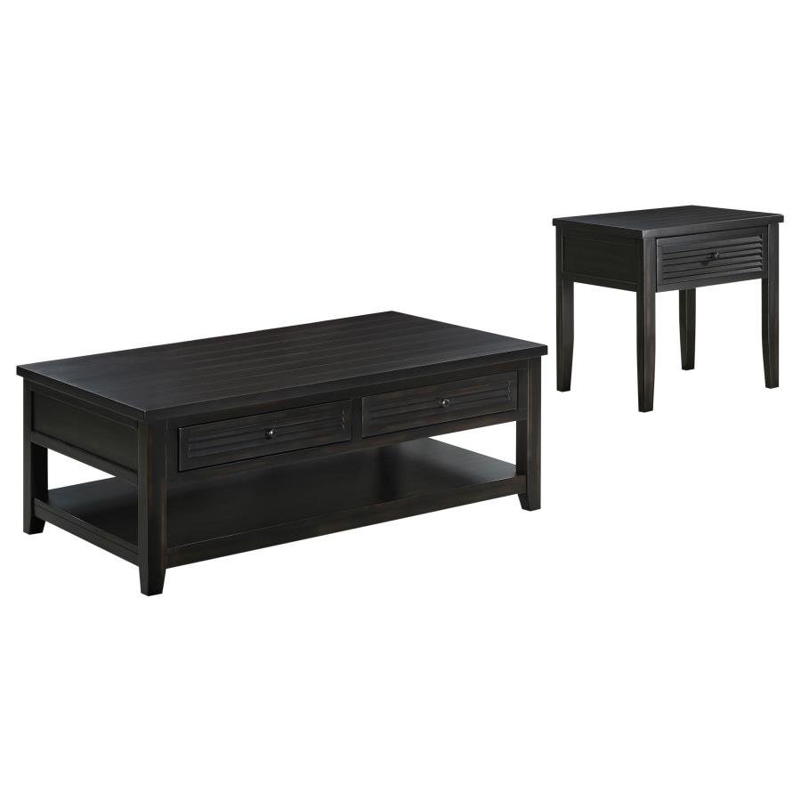 CONCORD 2-PIECE COFFEE AND END TABLE SET DISTRESSED JAVA - Image 2