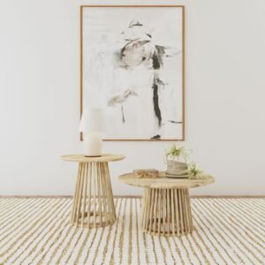 TOUHY 2-PIECE ROUND COFFEE AND END TABLE SET NATURAL MANGO