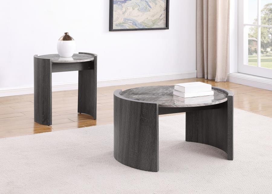 GLADSTONE 2-PIECE COFFEE AND END TABLE SET DISTRESSED GREY