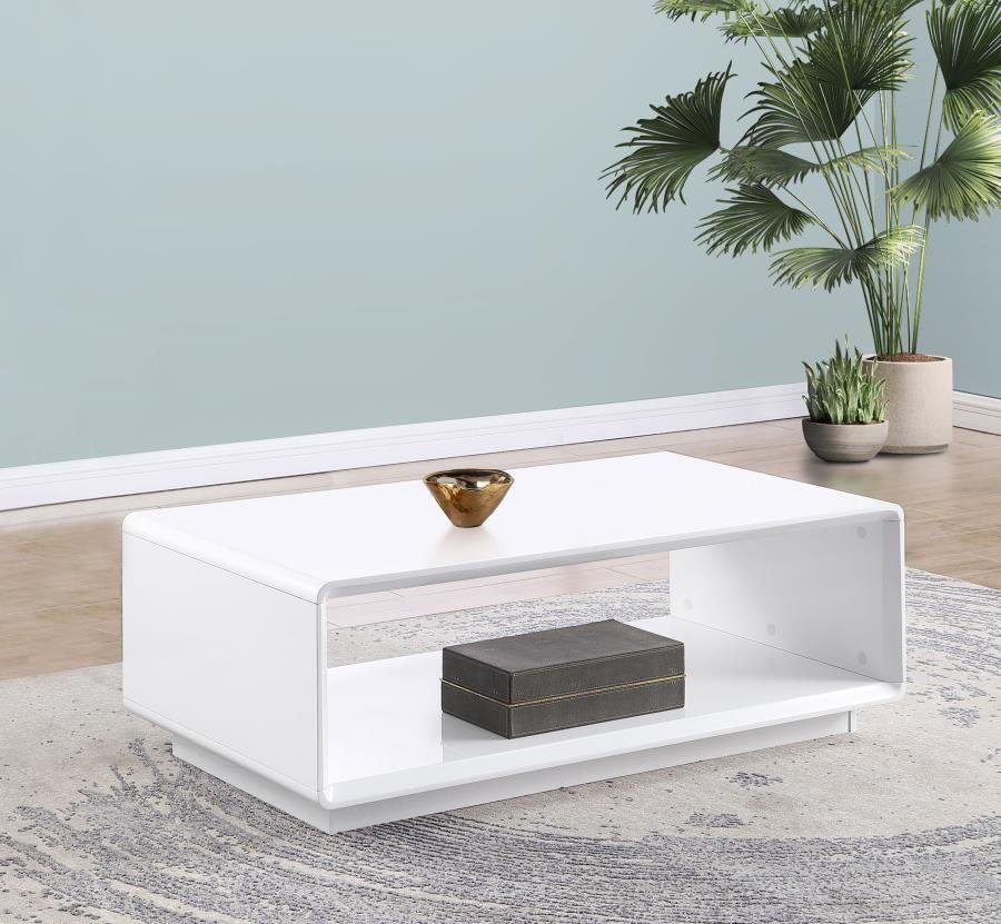 PASEO RECTANGULAR COCKTAIL COFFEE TABLE WHITE HIGH GLOSS - Image 2