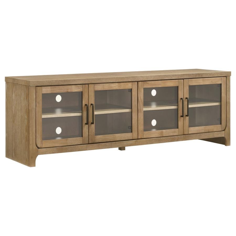 BRENHAM 79-INCH 4-DOOR TV STAND MEDIA CONSOLE WASHED OAK