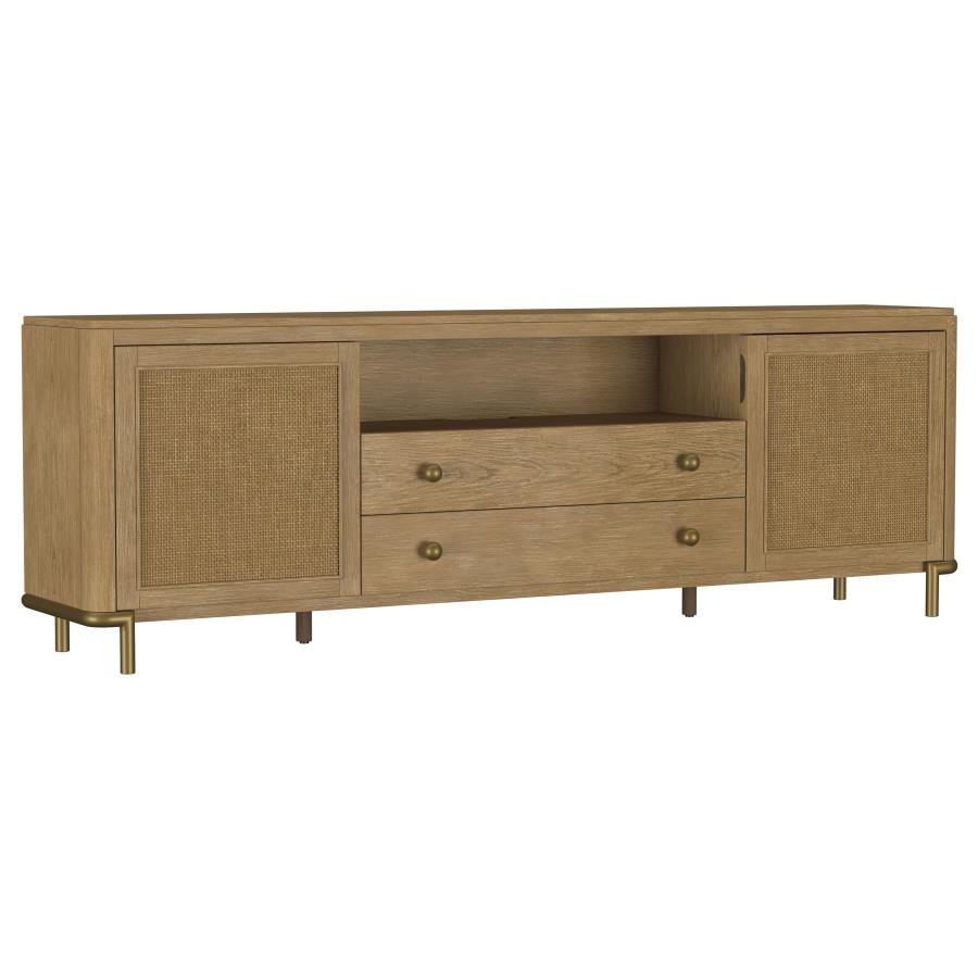 ARINI RATTAN CANE 2-DOOR TV STAND MEDIA CONSOLE SAND WASH