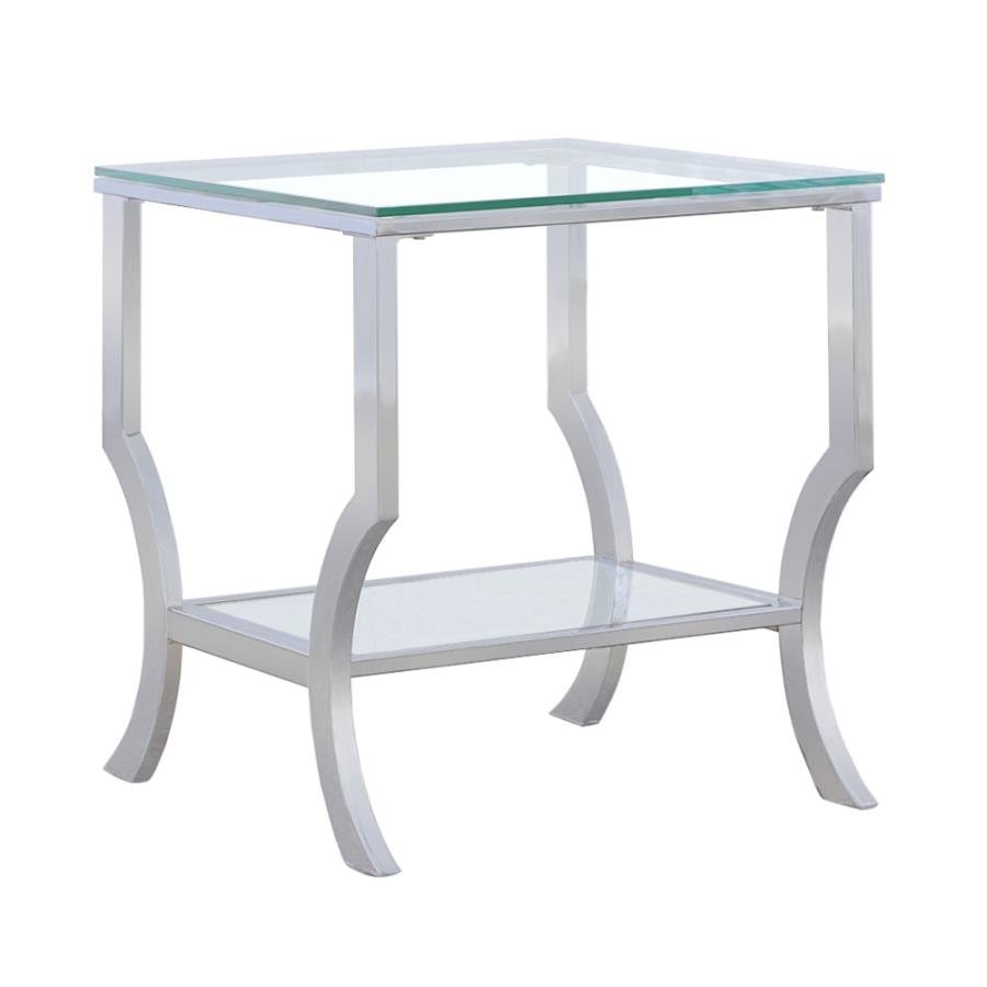 SAIDE SQUARE GLASS TOP SIDE END TABLE CHROME