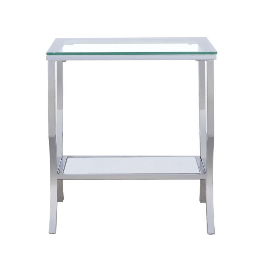 SAIDE SQUARE GLASS TOP SIDE END TABLE CHROME - Image 3