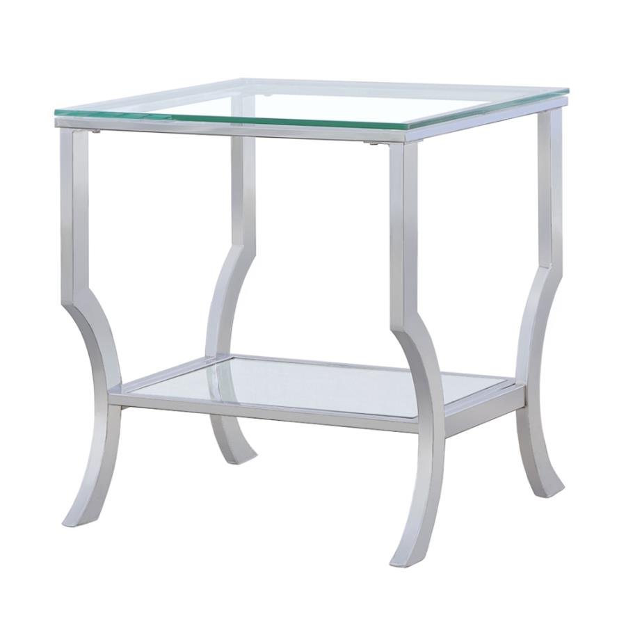 SAIDE SQUARE GLASS TOP SIDE END TABLE CHROME - Image 4